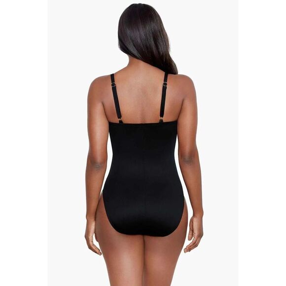 New  Miraclesuit One Piece Size 14 Rock Solid Starr Draped W/ Underwire - Picture 2 of 8